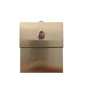 Vintage Gold Tone Card Case & Cigarette Holder - Stainless Steel Metal Wallet